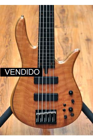 Fodera Monarch Std Special Doctorbass Edition Lined Fretless Ebony Board 5 string 17.5mm spacing-Oak Neck-Figured Redwood top Fodera Monarch Std Special Doctorbass Edition Lined Fretless Ebony Board 5 string 17.5mm spacing-Oak Neck-Figured Redwood top